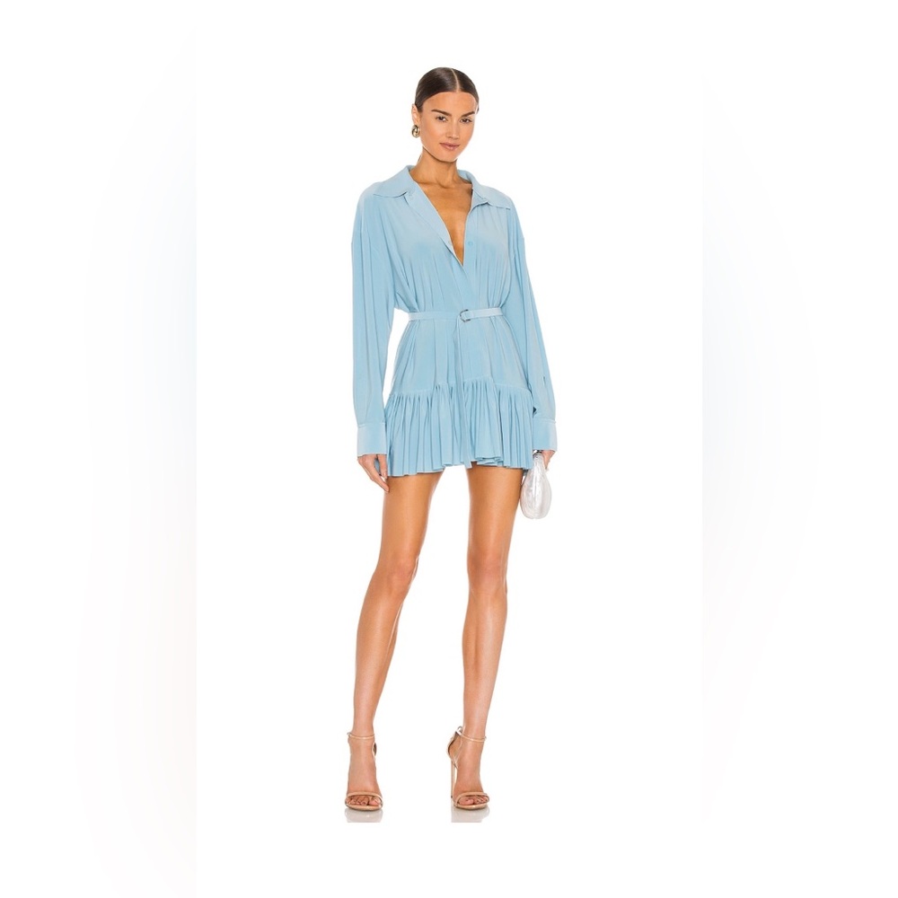 Norma Kamali Light Blue Mini Dress with Belt